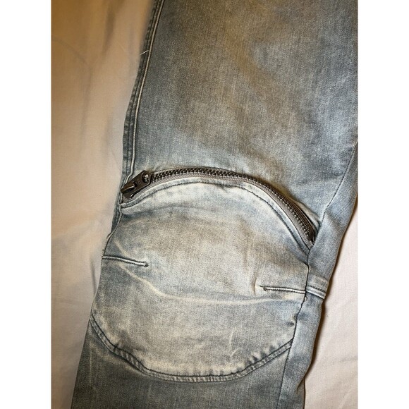 G Star Raw Jeans Men 36x34 Gray 3D Zip Knee Super Slim Moto Biker Faded 5620 - Picture 6 of 16